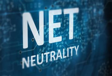 An image featuring a text that says net neutrality with a blue background