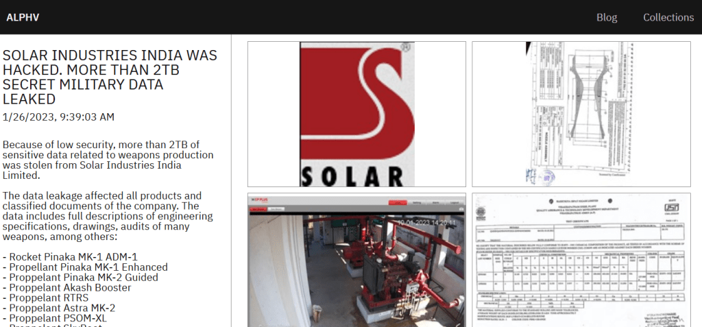 SOLAR INDUSTRIES INDIA Blackcat ransomware