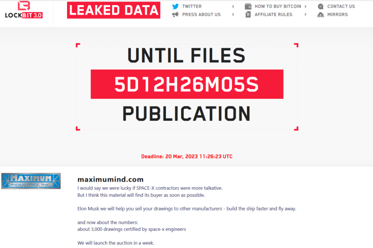 Lockbit ransomware Space X