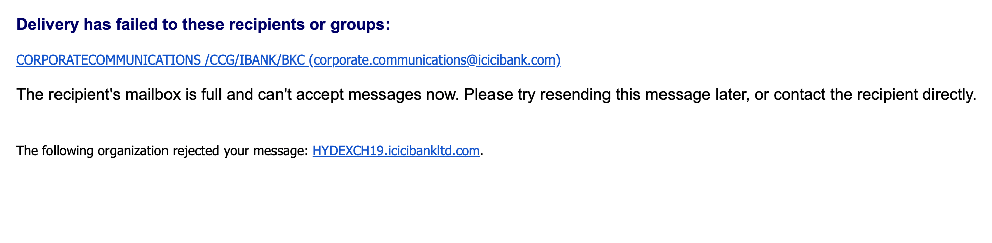 ICICI Bank's response